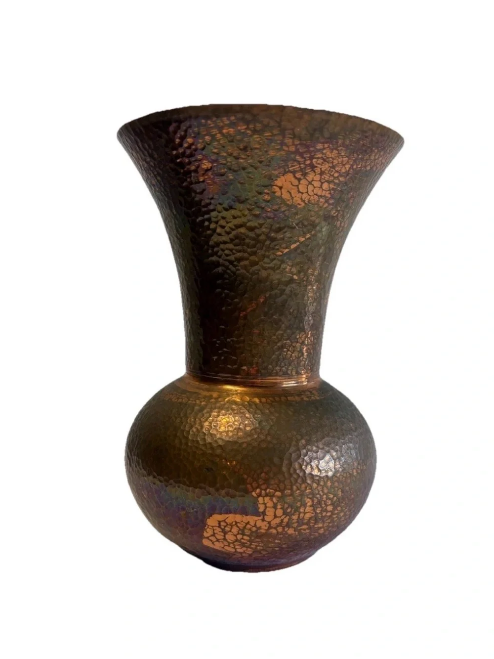 Hammered Copper Trumpet MCM Vintage Decorative Vase Mission Style 6.5 Inches